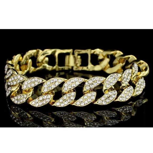 NEW Miami Cuban Link Bracelet ICED OUT Gold Plated